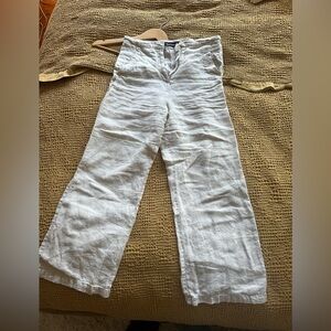 White Linen Wide-Leg Pants